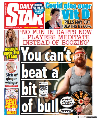 Daily Star Newspaper Front Page (UK) for 17 February 2021