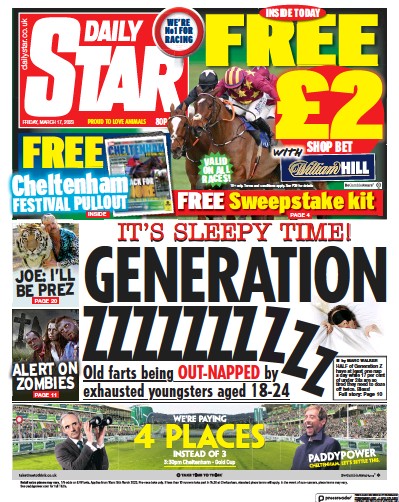 Daily Star Newspaper Front Page (UK) for 17 March 2023