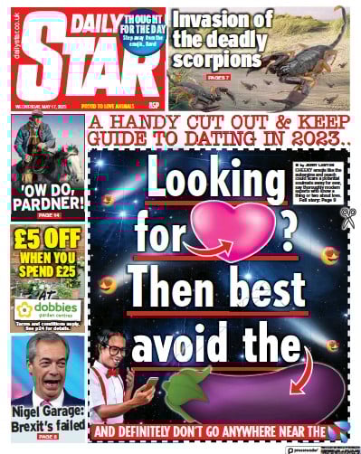 Daily Star Newspaper Front Page (UK) for 17 May 2023