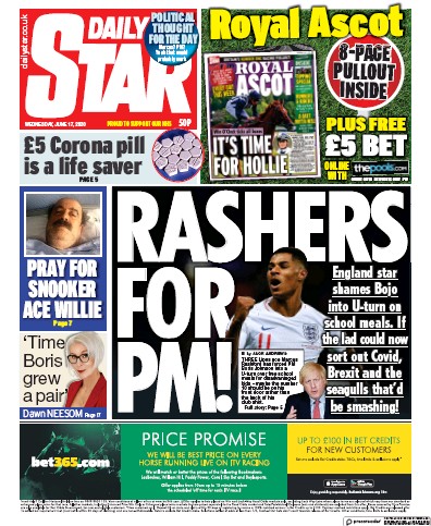 Daily Star Newspaper Front Page (UK) for 17 June 2020