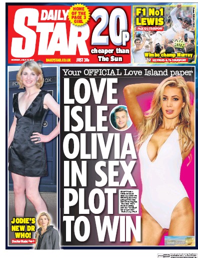 Daily Star Newspaper Front Page (UK) for 17 July 2017