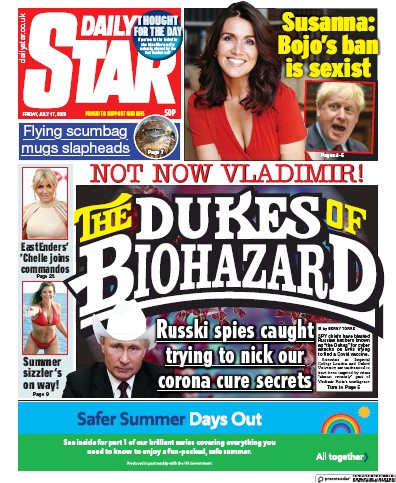 Daily Star Newspaper Front Page (UK) for 17 July 2020