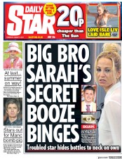 Daily Star (UK) Newspaper Front Page for 17 August 2017