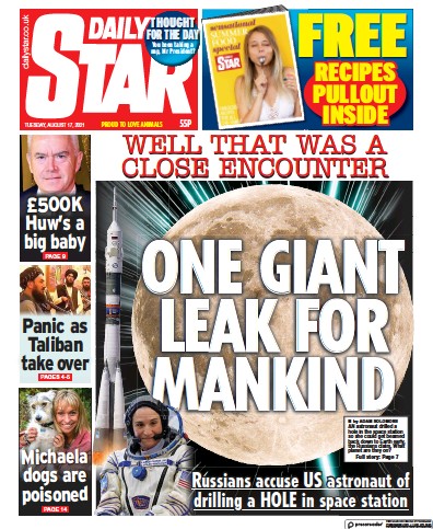 Daily Star Newspaper Front Page (UK) for 17 August 2021