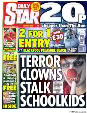 Daily Star (UK) Newspaper Front Page for 17 September 2016