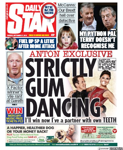 Daily Star Newspaper Front Page (UK) for 17 September 2019