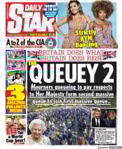 Daily Star (UK) Newspaper Front Page for 17 September 2022