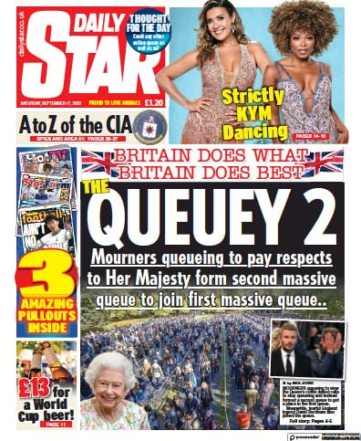 Daily Star Newspaper Front Page (UK) for 17 September 2022