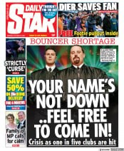 Daily Star (UK) Newspaper Front Page for 18 October 2021