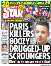 Daily Star (UK) Newspaper Front Page for 18 November 2015