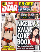 Daily Star Newspaper Front Page (UK) for 18 December 2013