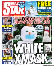 Daily Star (UK) Newspaper Front Page for 18 December 2021