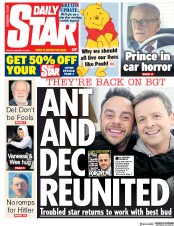 Daily Star (UK) Newspaper Front Page for 18 January 2019