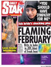 Daily Star (UK) Newspaper Front Page for 18 February 2019