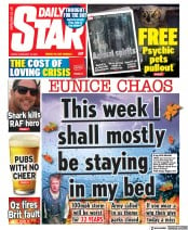 Daily Star (UK) Newspaper Front Page for 18 February 2022