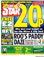 Daily Star (UK) Newspaper Front Page for 18 March 2016