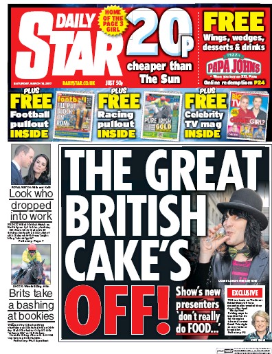 Daily Star Newspaper Front Page (UK) for 18 March 2017