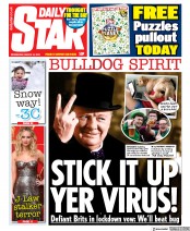 Daily Star (UK) Newspaper Front Page for 18 March 2020