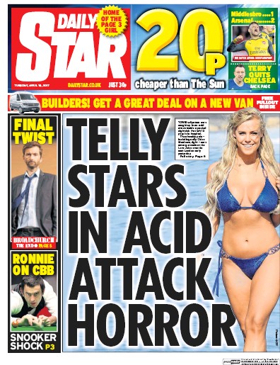 Daily Star Newspaper Front Page (UK) for 18 April 2017
