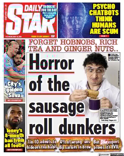Daily Star Newspaper Front Page (UK) for 18 May 2023