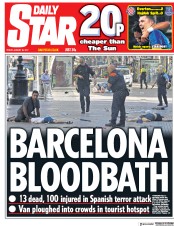 Daily Star (UK) Newspaper Front Page for 18 August 2017