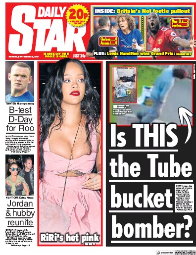 Daily Star Newspaper Front Page (UK) for 18 September 2017