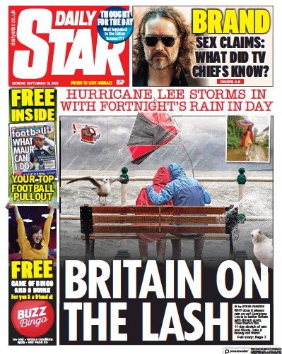 Daily Star Newspaper Front Page (UK) for 18 September 2023
