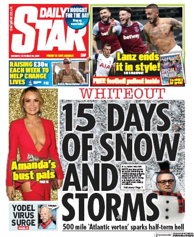 Daily Star Newspaper Front Page (UK) for 19 October 2020