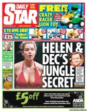 Daily Star (UK) Newspaper Front Page for 19 November 2012