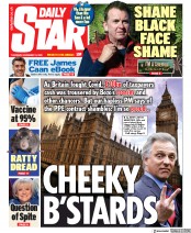 Daily Star (UK) Newspaper Front Page for 19 November 2020