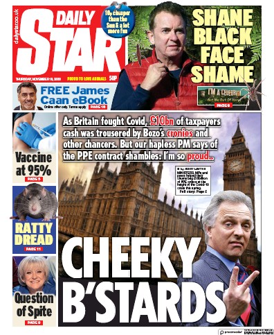 Daily Star Newspaper Front Page (UK) for 19 November 2020