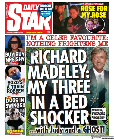 Daily Star Newspaper Front Page (UK) for 19 November 2021