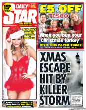Daily Star (UK) Newspaper Front Page for 19 December 2013
