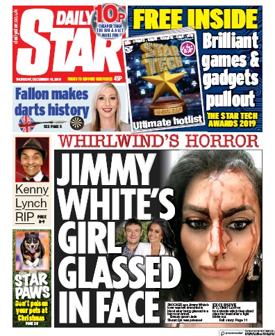 Daily Star Newspaper Front Page (UK) for 19 December 2019