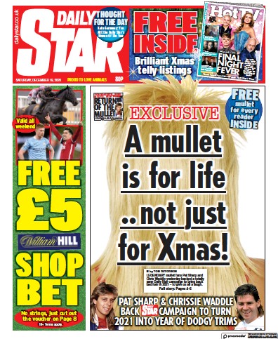 Daily Star Newspaper Front Page (UK) for 19 December 2020