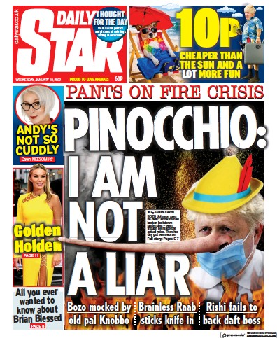 Daily Star Newspaper Front Page (UK) for 19 January 2022