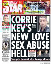 Daily Star (UK) Newspaper Front Page for 19 February 2014