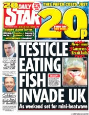 Daily Star (UK) Newspaper Front Page for 19 February 2016