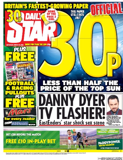 Daily Star Newspaper Front Page (UK) for 19 March 2016