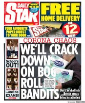 Daily Star (UK) Newspaper Front Page for 19 March 2020