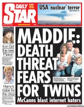 Daily Star (UK) Newspaper Front Page for 19 April 2013