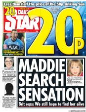 Daily Star (UK) Newspaper Front Page for 19 April 2016