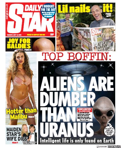 Daily Star Newspaper Front Page (UK) for 19 May 2020