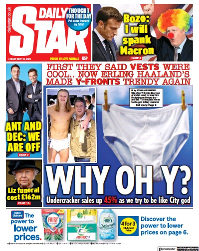 Daily Star Newspaper Front Page (UK) for 19 May 2023