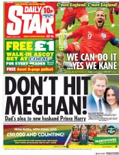 Daily Star (UK) Newspaper Front Page for 19 June 2018