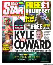 Daily Star (UK) Newspaper Front Page for 19 June 2019