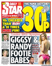 Daily Star (UK) Newspaper Front Page for 19 July 2012