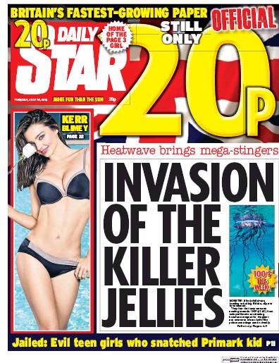 Daily Star Newspaper Front Page (UK) for 19 July 2016