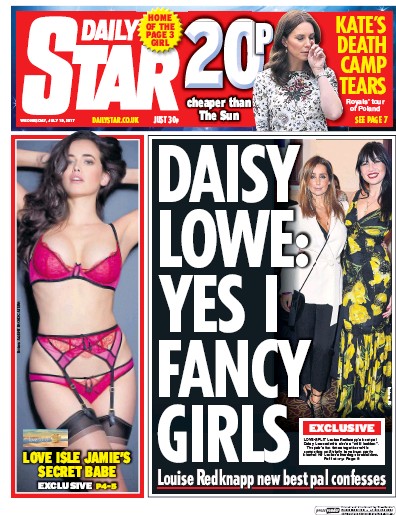 Daily Star Newspaper Front Page (UK) for 19 July 2017