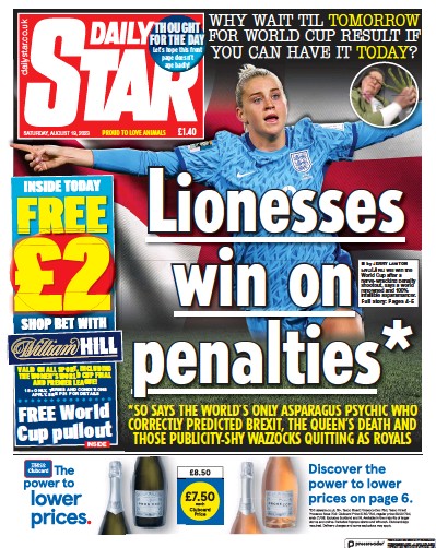 Daily Star Newspaper Front Page (UK) for 19 August 2023